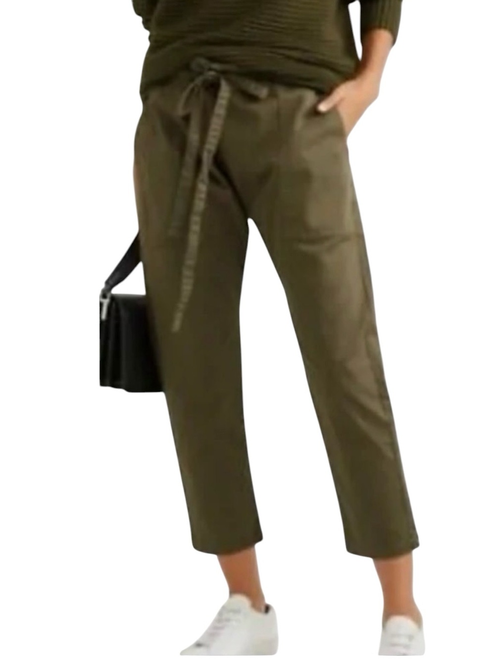 CURRENT/ELLIOTT The Tabloid Crop Pant Sz 2 M Olive Green Casual Drawstring